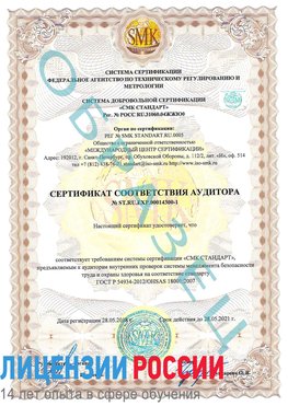 Образец сертификата соответствия аудитора №ST.RU.EXP.00014300-1 Городец Сертификат OHSAS 18001